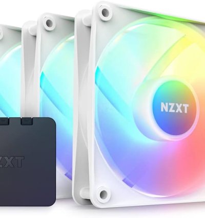 Nzxt F120 RGB Core 120mm White Cabinet Fan With RGB Controller Triple Pack 