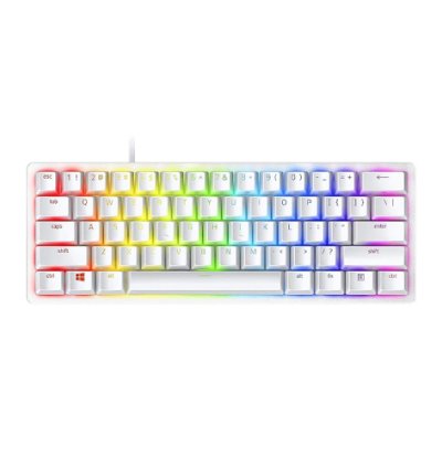 Razer Huntsman Mercury White Mini Gaming Keyboard Clicky Optical Purple Switches