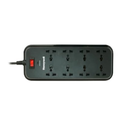 Honeywell 8 Socket 2 Meter Surge Protector (Black)
