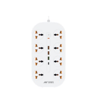 Ant Esports PS831 Power Strip with USB Ports (White)