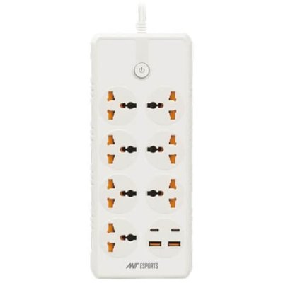 Ant Esports PS722 Power Strip with USB Ports (White)