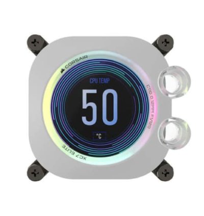 CORSAIR iCUE XC7 RGB ELITE LCD CPU Water Block (1700/AM5) – White