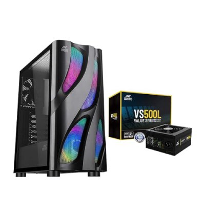 Ant Esports Black ICE-320TG ATX Auto RGB Mid Tower Cabinet