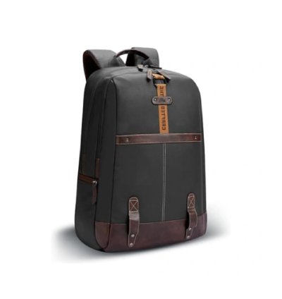 Gear Classic 4 Anti-Theft Faux Leather Black-Brown Laptop Backpack