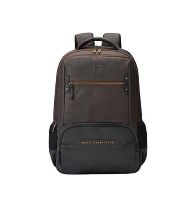 Gear Quantum 3 Anti-Theft Faux Leather Brown-Black Laptop Backpack, With Raincover