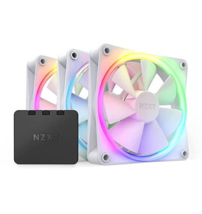 Nzxt F120 RGB Core 120mm White Cabinet Fan With RGB Controller Triple Pack