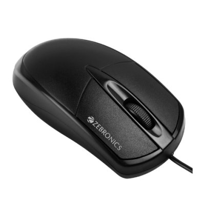 ZEBRONICS ZEB-BYTE Wired Ambidextrous Optical Mouse (USB 2.0, Black)
