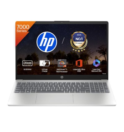 HP 15, AMD Ryzen 5 7520U,(16GB LPDDR5, 512GB SSD), Anti-Glare, Micro-Edge, FHD Backlit KB Laptop
