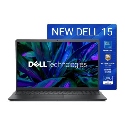 Dell 15, Intel Core 3 14th Gen-100U, 16GB DDR4, 512GB SSD, FHD IPS, 15.6"/39.62cm, Windows 11, Microsoft Office Home 2024, Carbon Black, 1.63Kg, Thin & Light, Laptop