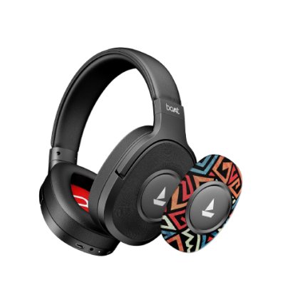 Boat Rockerz Plus 550, Customizable Earcups, 100H Battery, 50mm Drivers, Dual Pair, Stream Ad Free Music via App Support, Bluetooth Headphones, Wireless Headphone